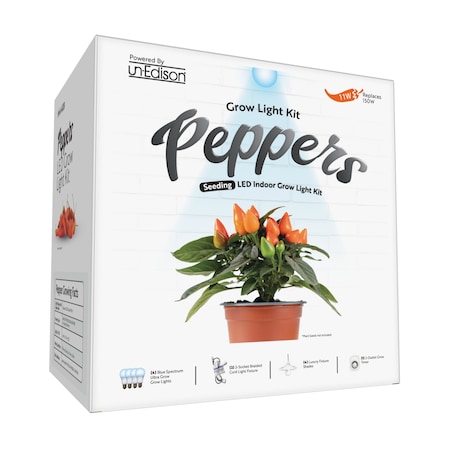 Miracle Led 2-Socket DIY Pepper Grow Light Kit- Blue Spec. 12W Replace 150W Grow Bulbs, White Shades, 2PK 802194